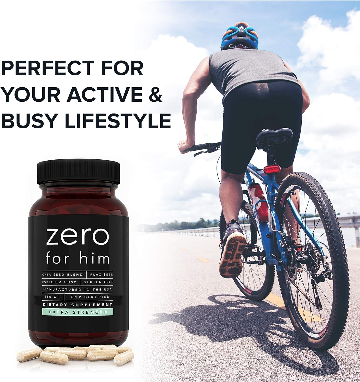 California Basics Zero for Him Psyllium Husk Fiber Capsules close-up
