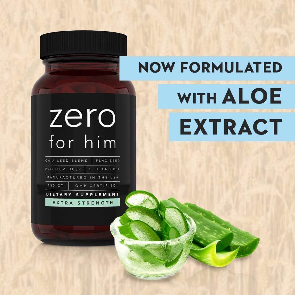 California Basics Zero for Him Psyllium Husk Fiber Capsules on a table