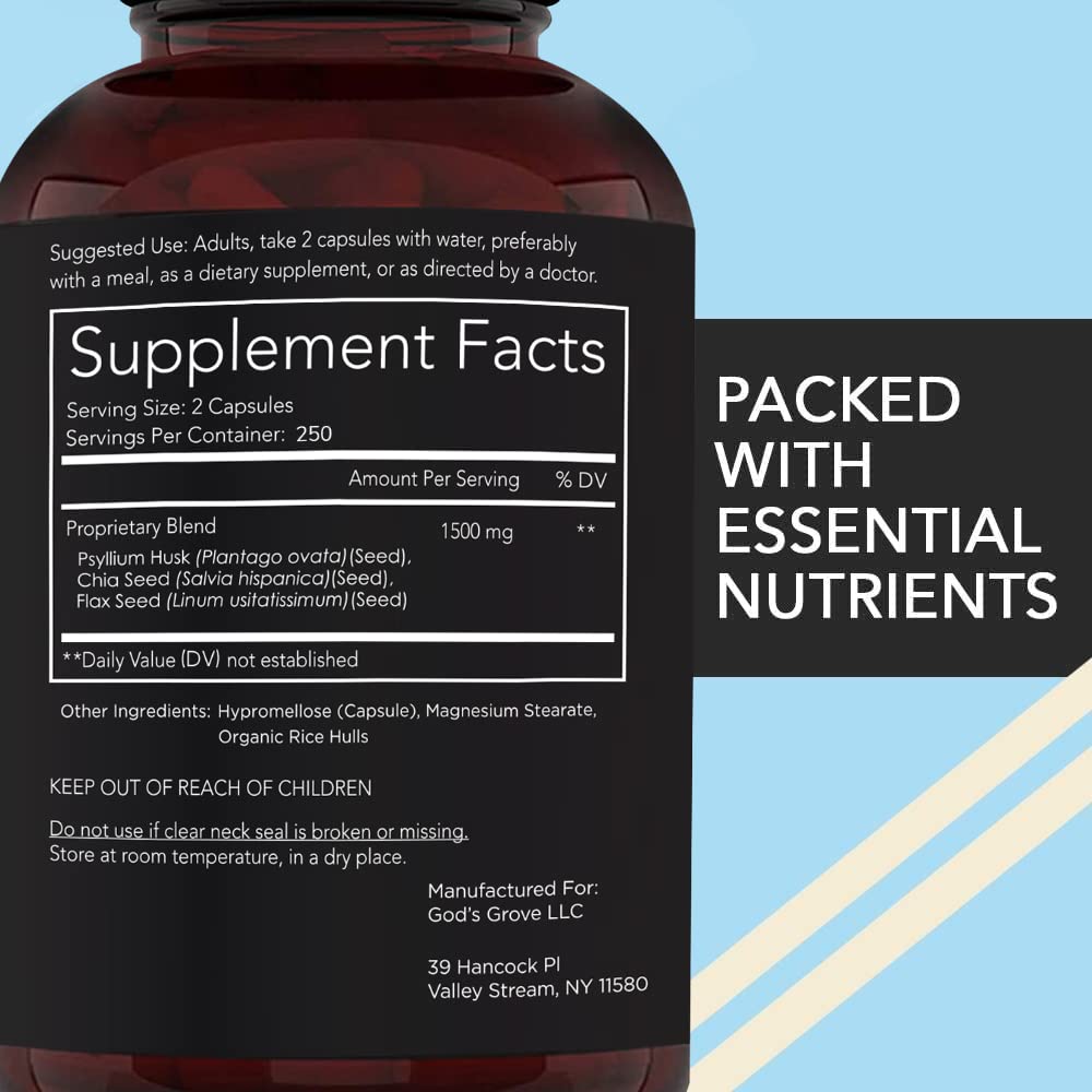 California Basics Zero for Him Vegan Psyllium Husk Capsules bottle side view