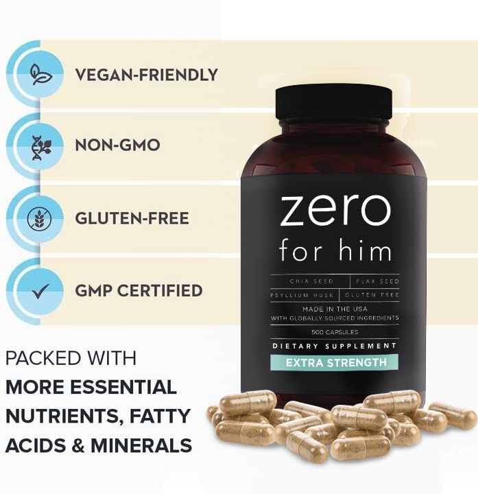 California Basics Zero for Him Vegan Psyllium Husk Capsules with chia and flax seeds