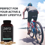 California Basics Zero for Him Vegan Psyllium Husk Capsules with water glass