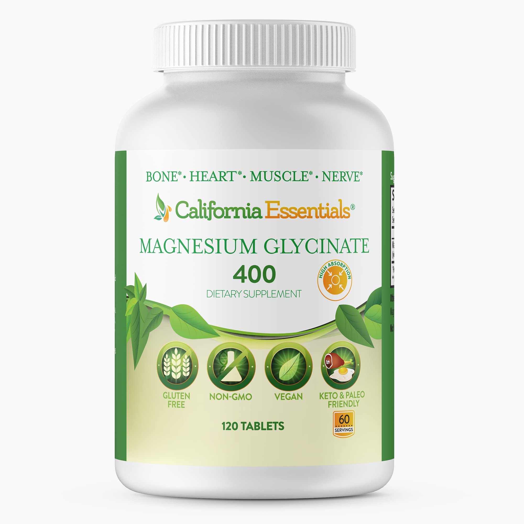 California Essentials Magnesium Glycinate 200mg 60 Tablets front view
