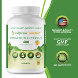 California Essentials Magnesium Glycinate 200mg tablets in hand