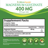 California Essentials Magnesium Glycinate 200mg tablets on a wooden surface