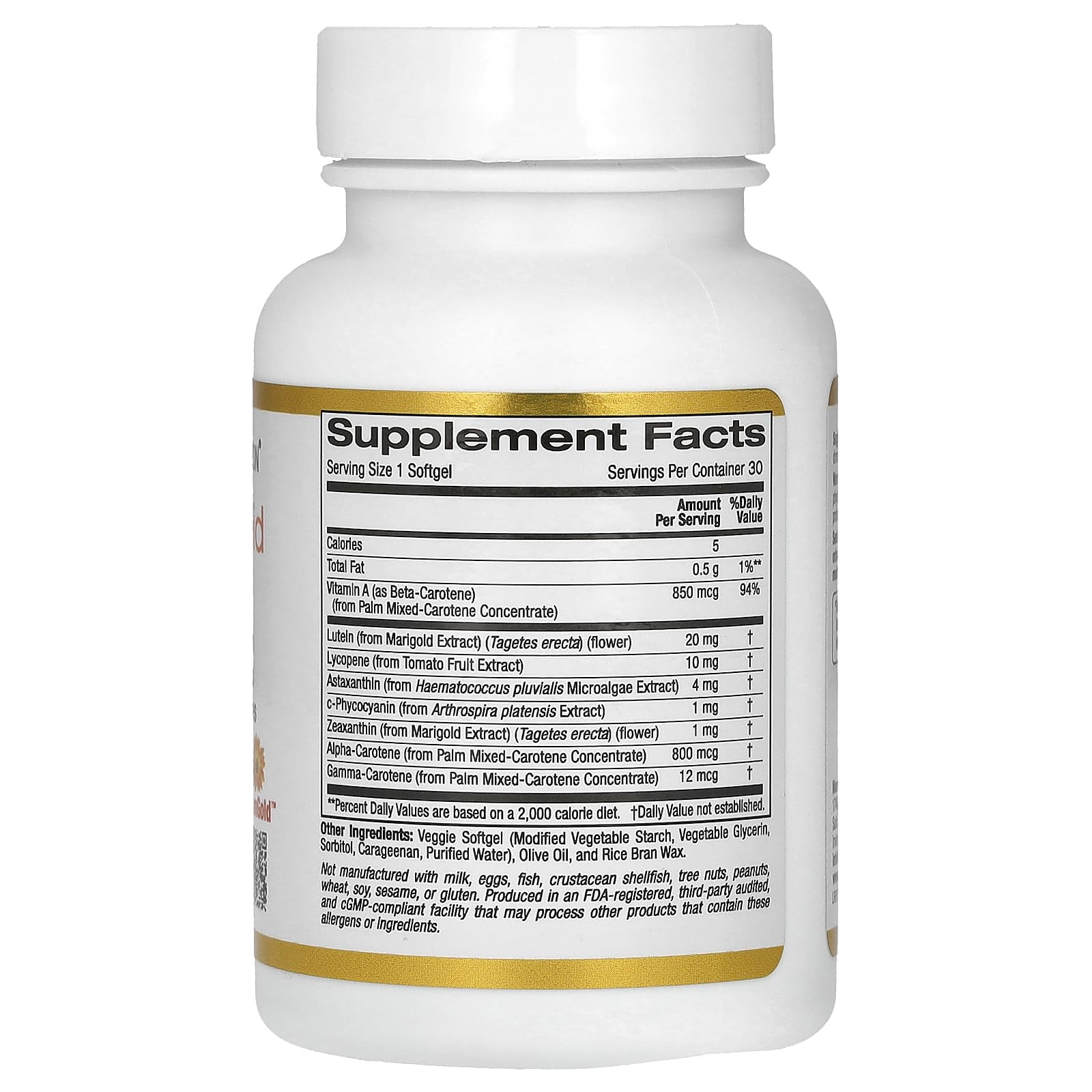 California Gold Nutrition Astaxanthin capsules close-up