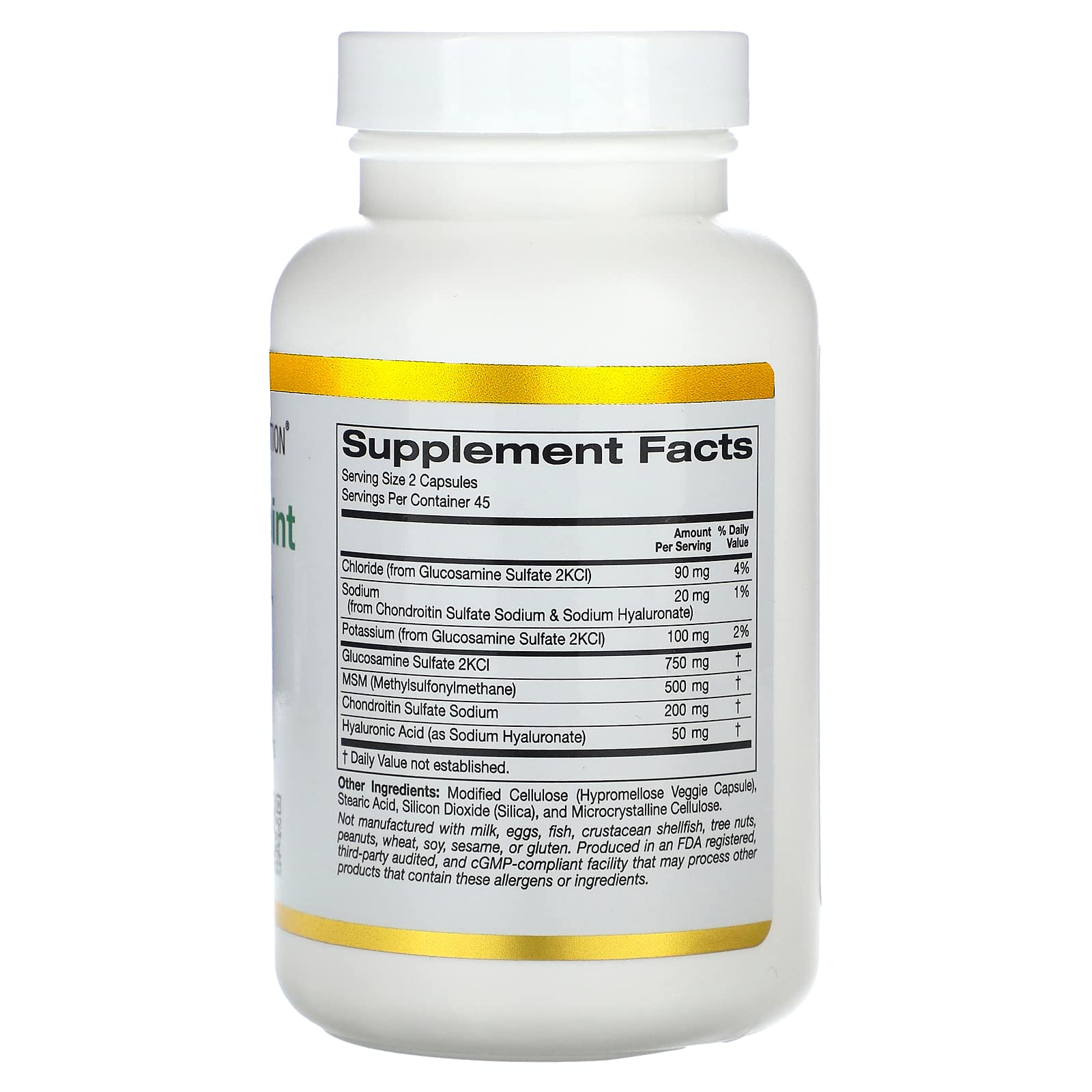 California Gold Nutrition Chondroitin Supplement side view