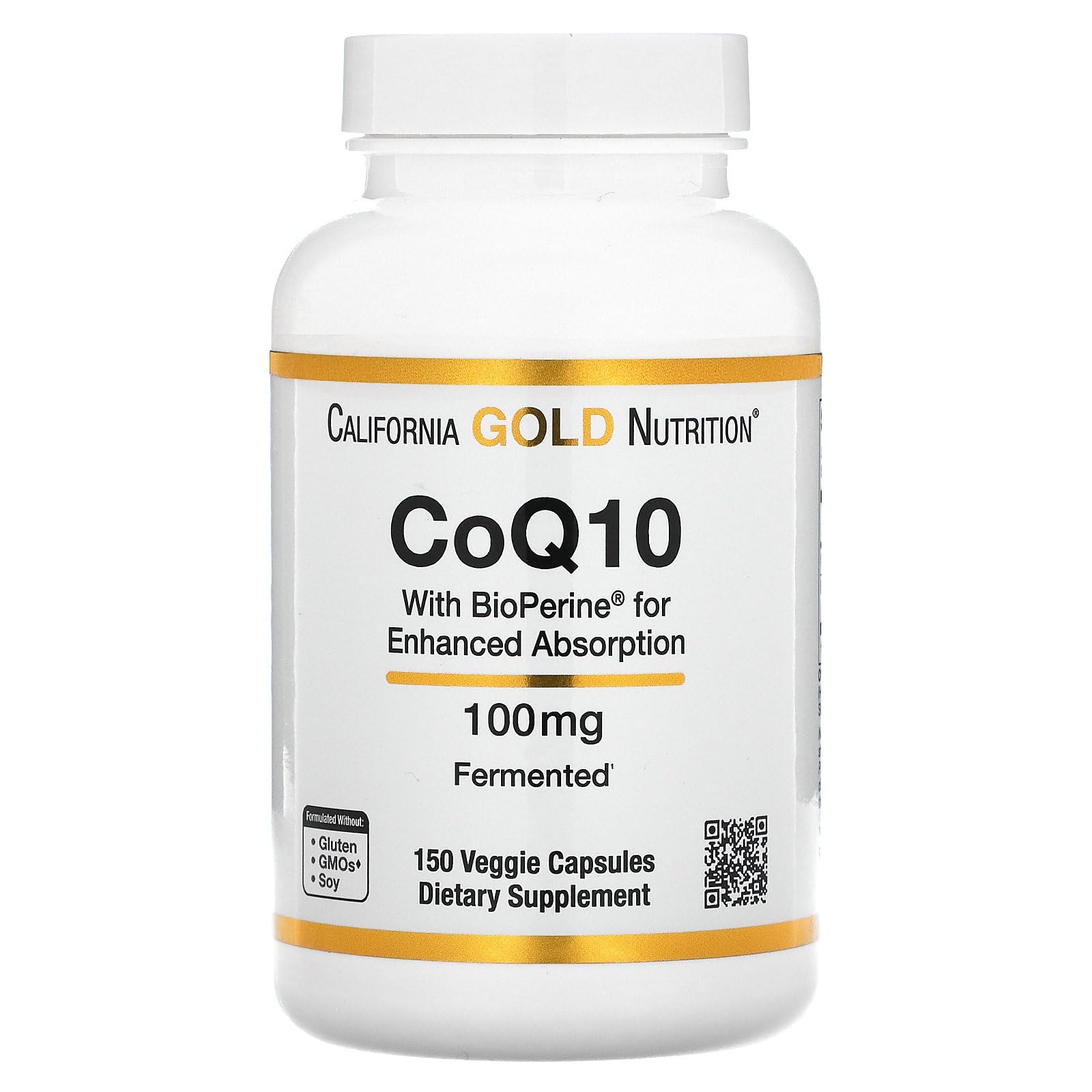 California Gold Nutrition CoQ10 100mg supplement bottle front view