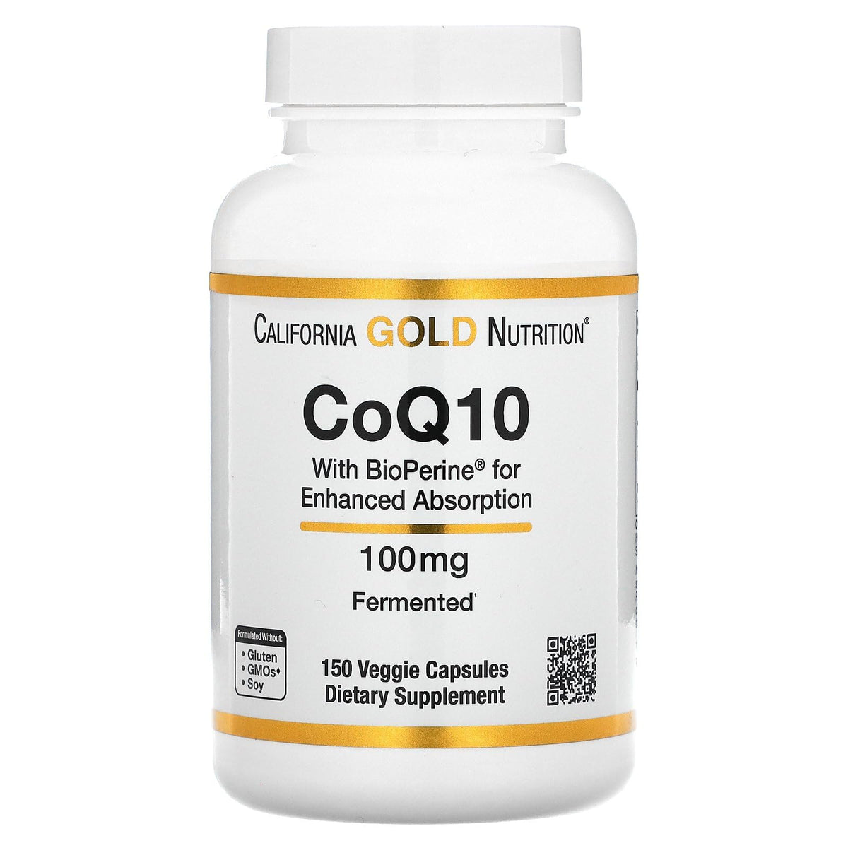 California Gold Nutrition CoQ10 100mg supplement bottle front view