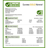 California Gold Nutrition CoQ10 45g Tapioca Veggie Softgels with a measuring spoon