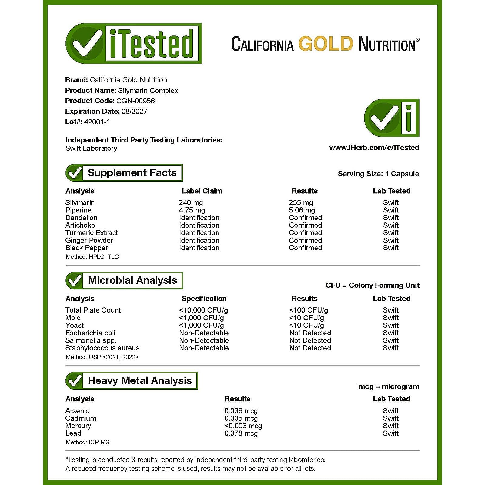 California Gold Nutrition Milk Thistle Supplement capsule close-up