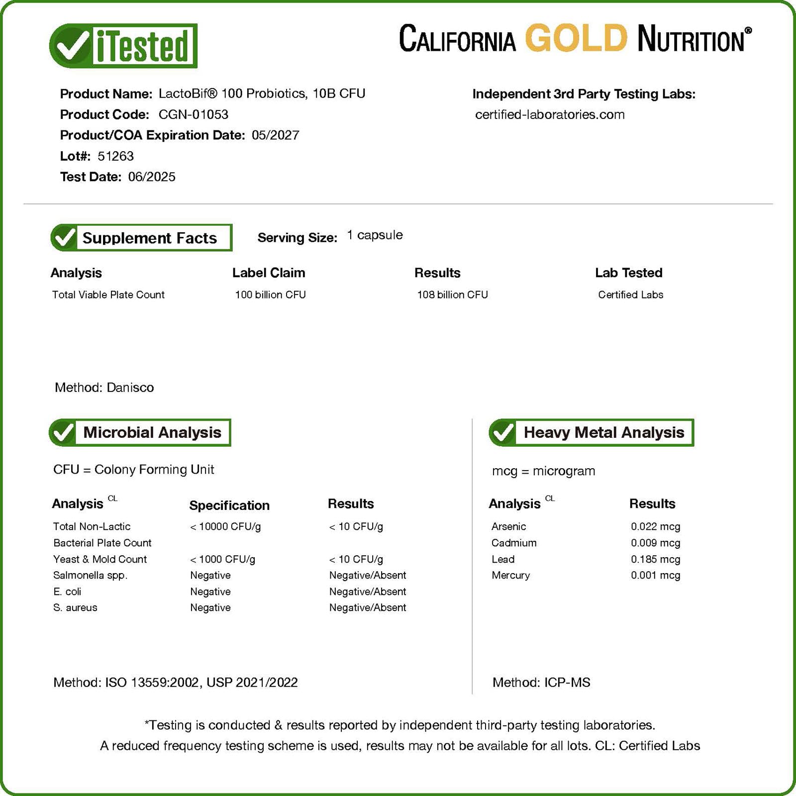 California Gold Nutrition Probiotic Acidophilus capsules in blister pack