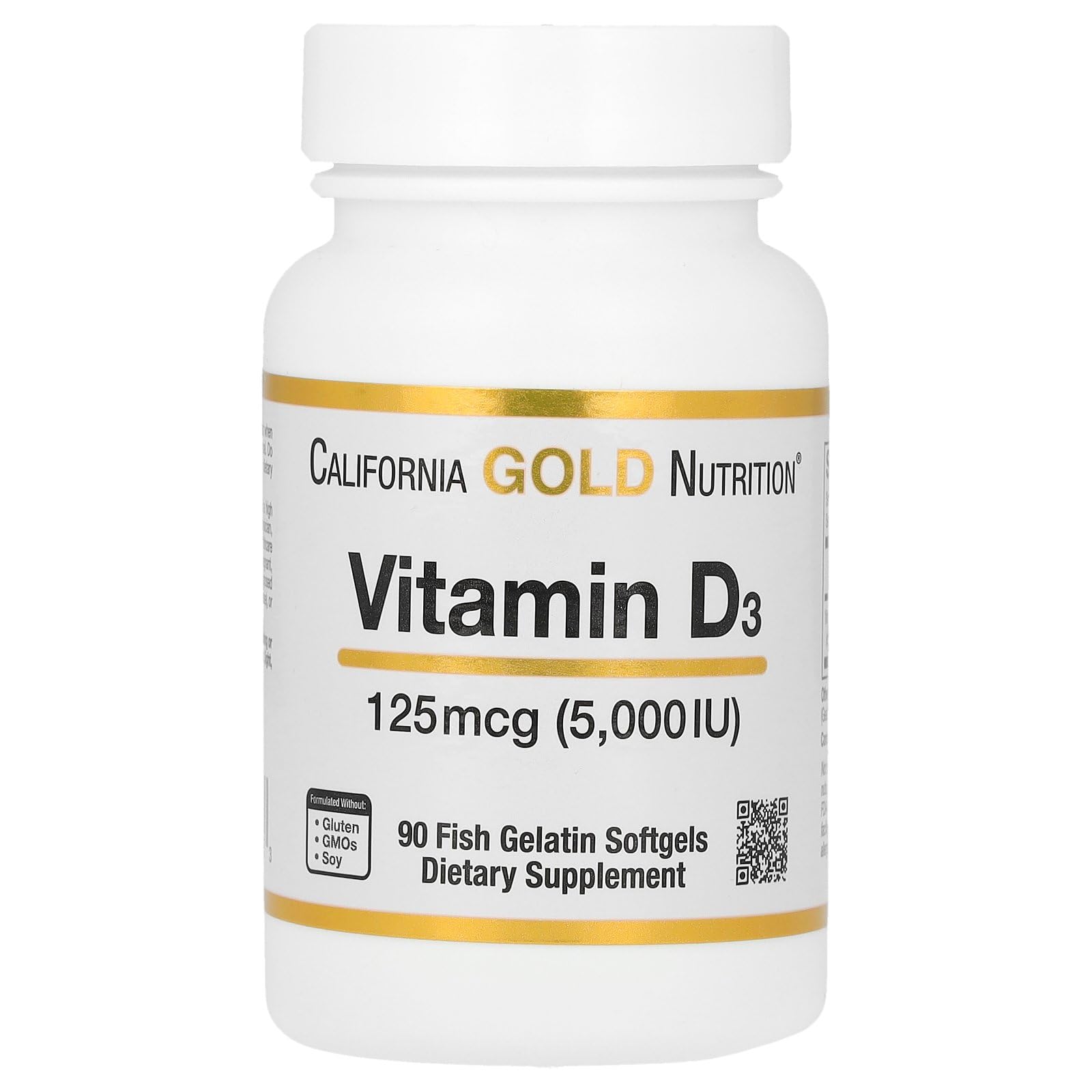 California Gold Nutrition Vitamin D3 125 mcg softgels front view