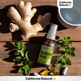California Natural Ginger Spray with fresh ginger and herbs