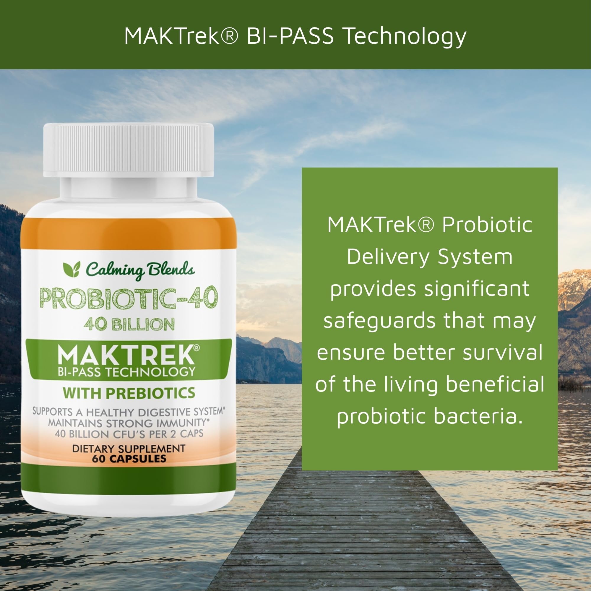 CALMING BLENDS Probiotic Supplement ingredients list on back