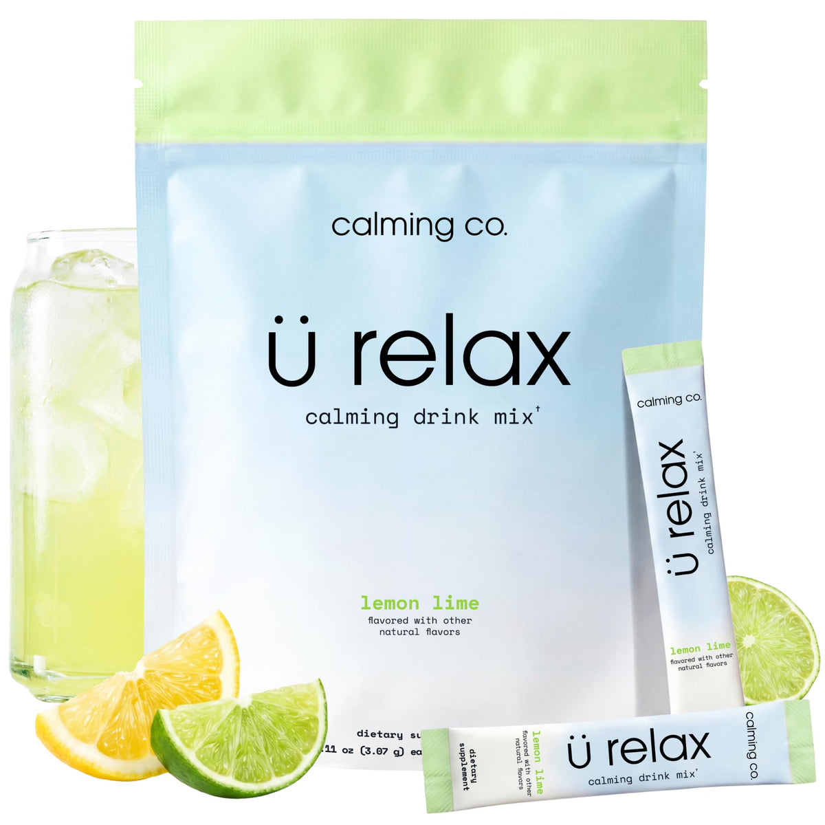 Calming Co. Ü daily wellness 2.0 Powder Drink Mix Lemon Lime front view