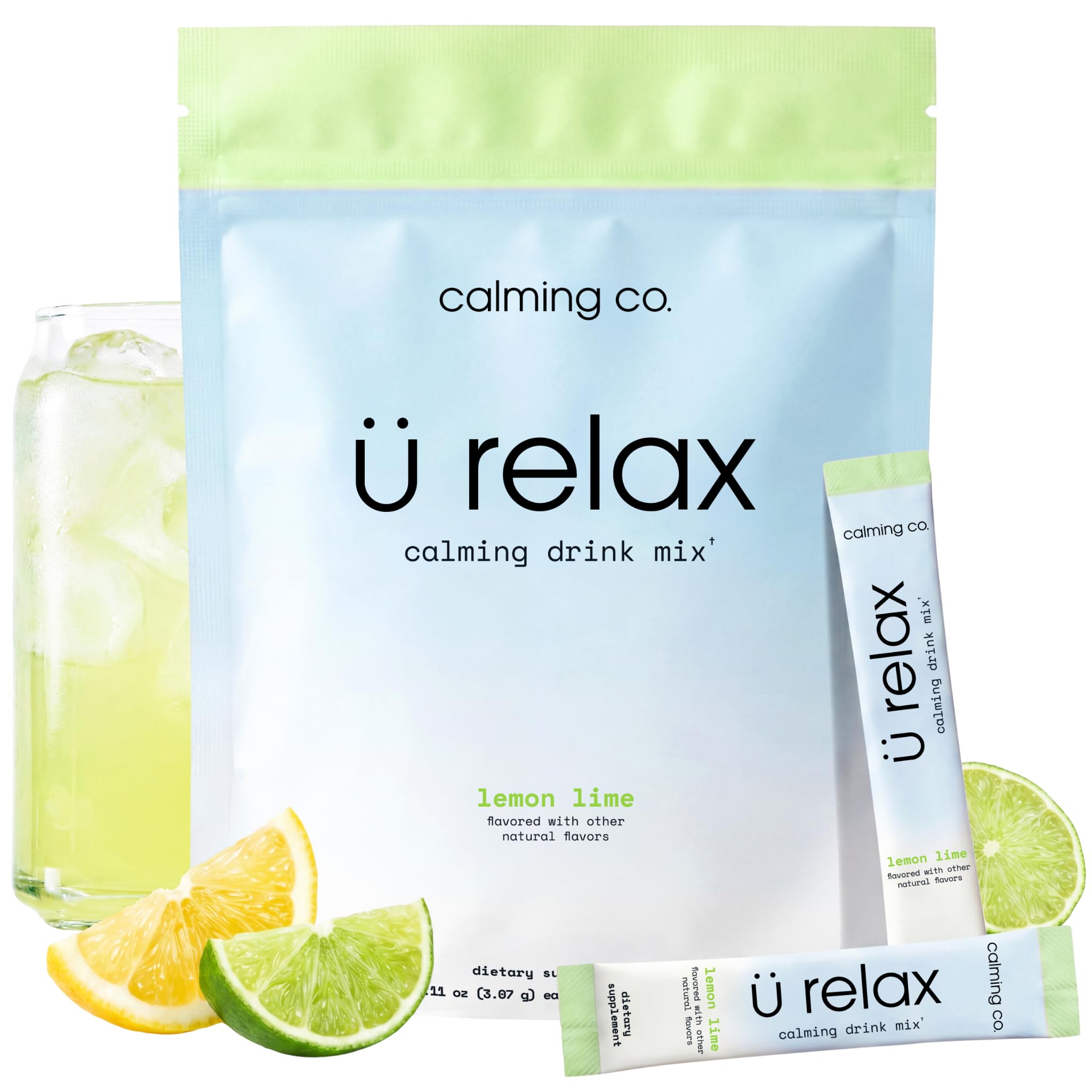 Calming Co. Ü daily wellness 2.0 Powder Drink Mix Lemon Lime front view