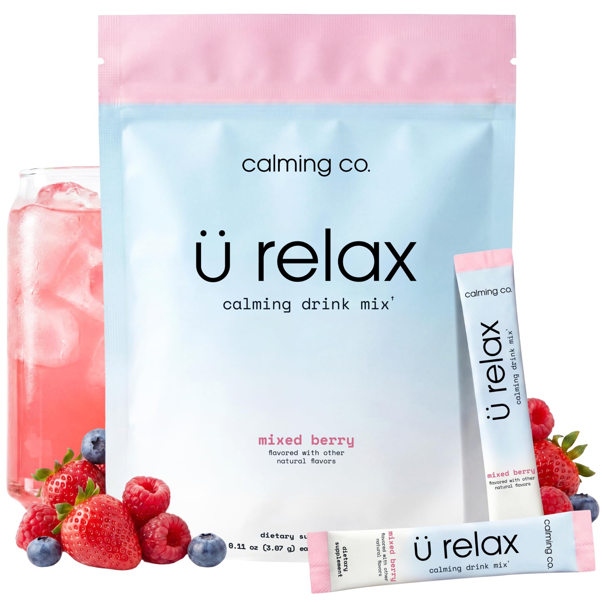Calming Co. Ü daily wellness 2.0 Powder Drink Mix Mixed Berry front view