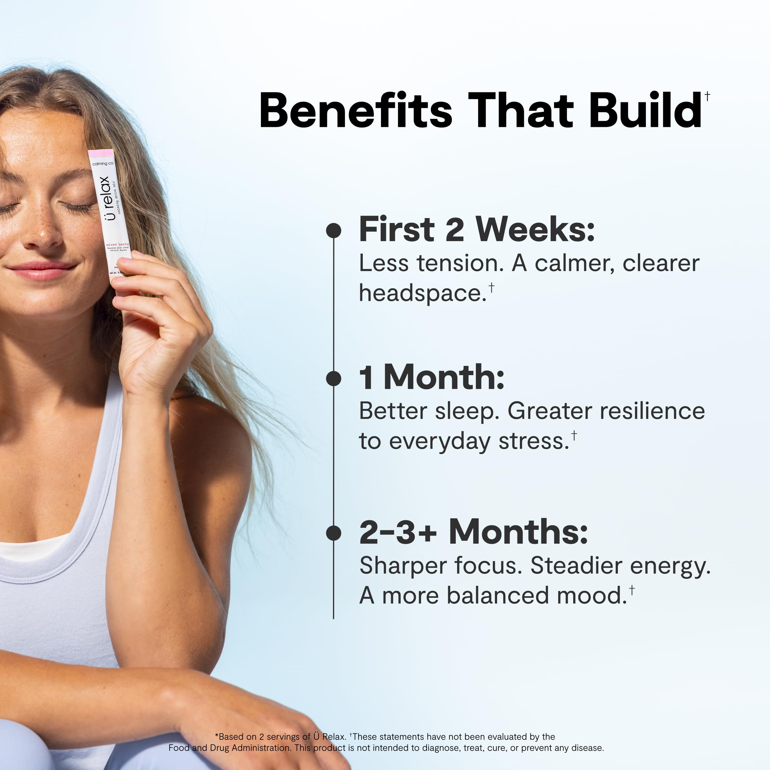 Calming Co. Ü daily wellness 2.0 Powder Drink Mix Mixed Berry mixed with water