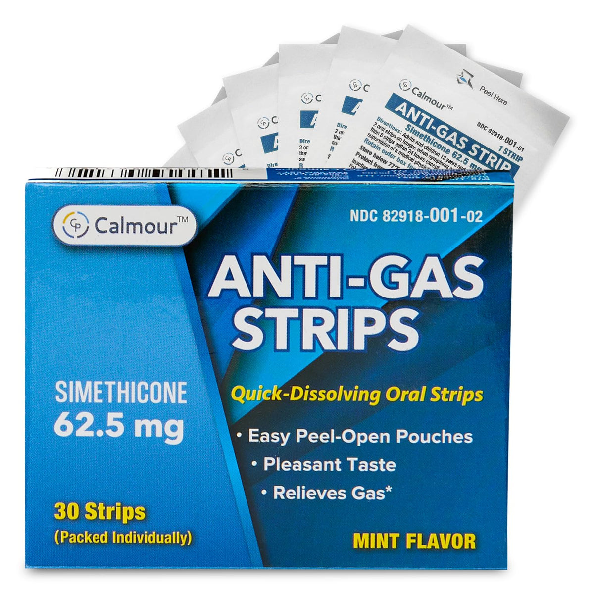 CALMOUR Anti Gas Relief Strips packaging front view