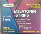CALMOUR Melatonin Strips 3mg individual strip close-up