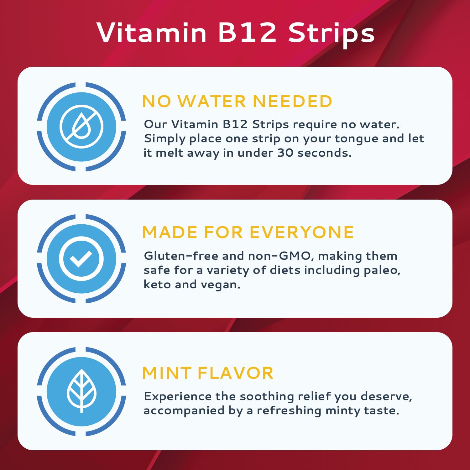 CALMOUR Vitamin B12 Strips packaging with mint flavour