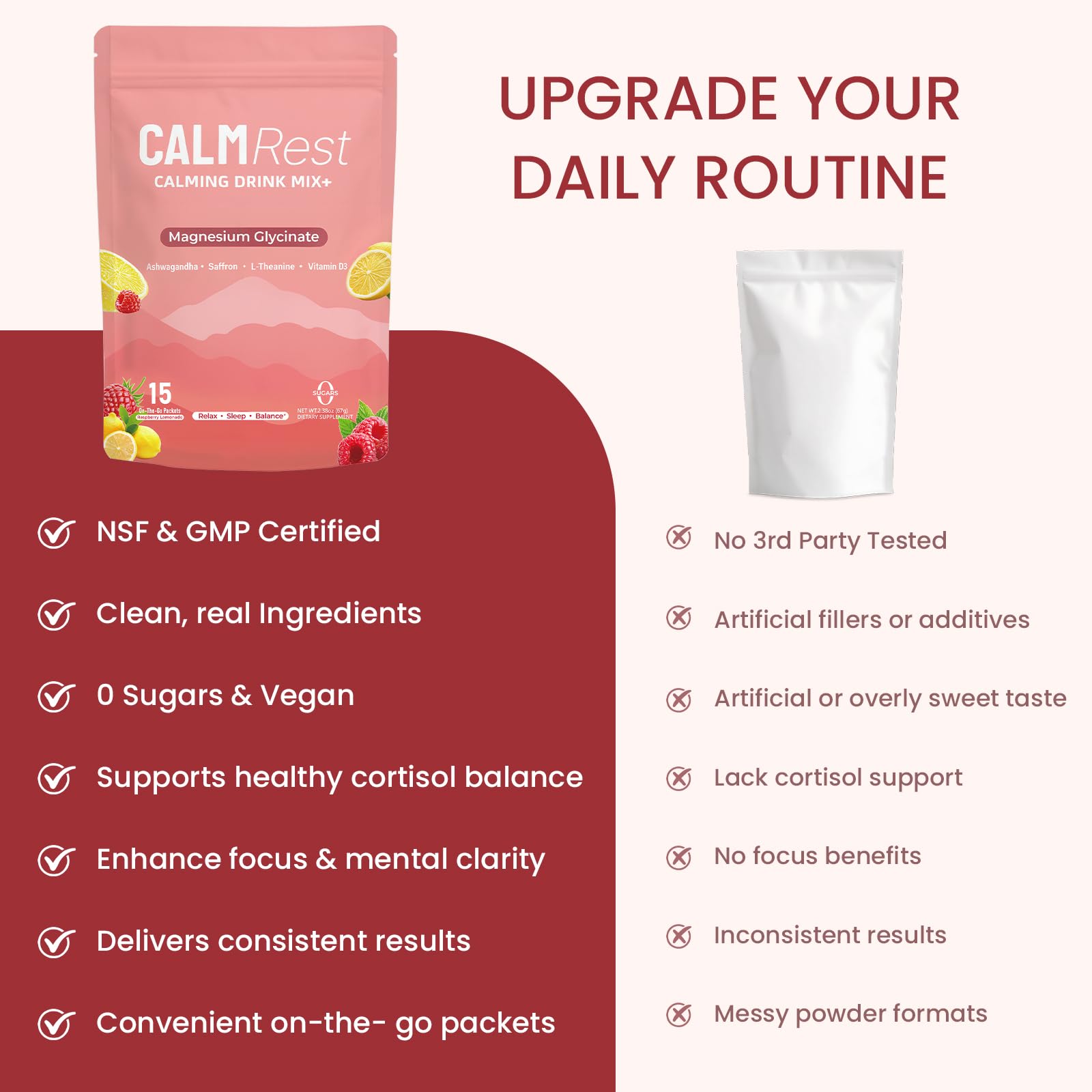 CalmRest Magnesium Powdered Drink Mix back view packaging
