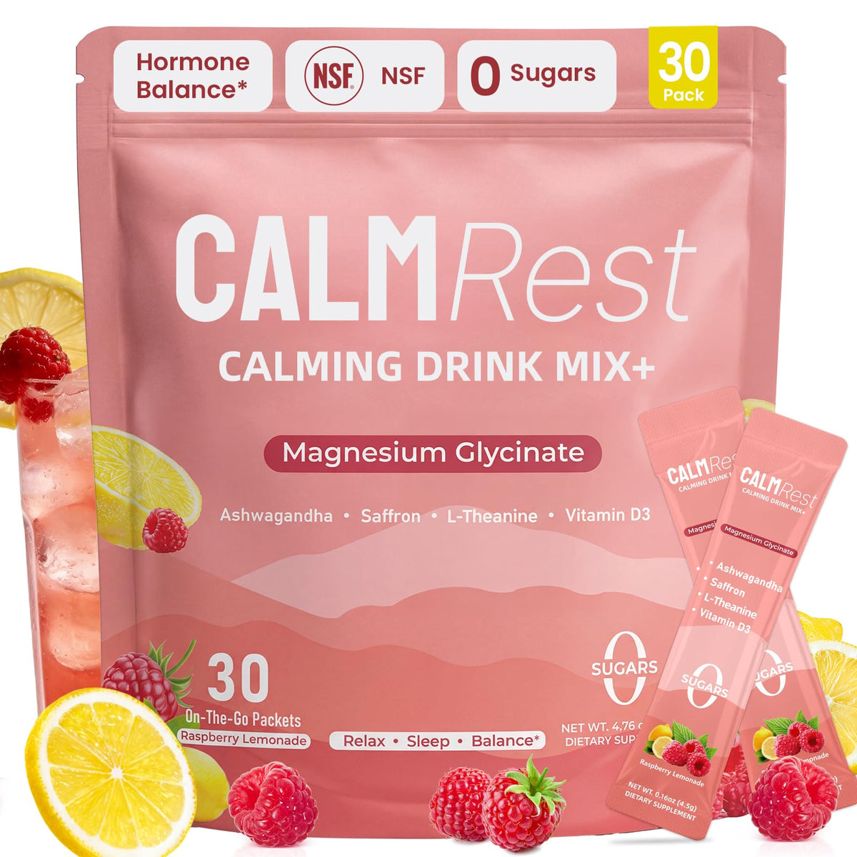 CalmRest Magnesium Powdered Drink Mix front view packaging