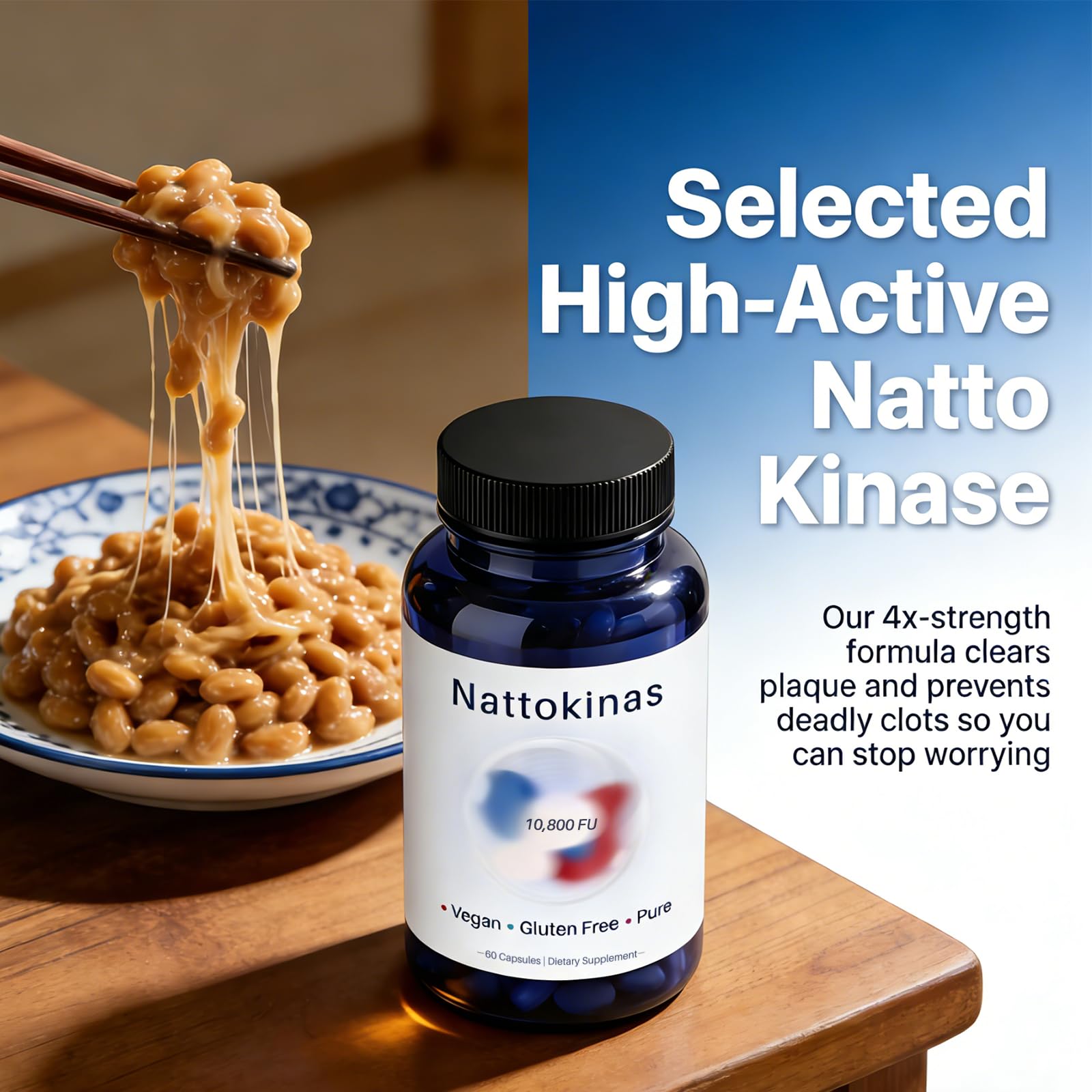 CALMTIVA Nattokinase Enzyme Supplement 10,800 FU capsule close-up