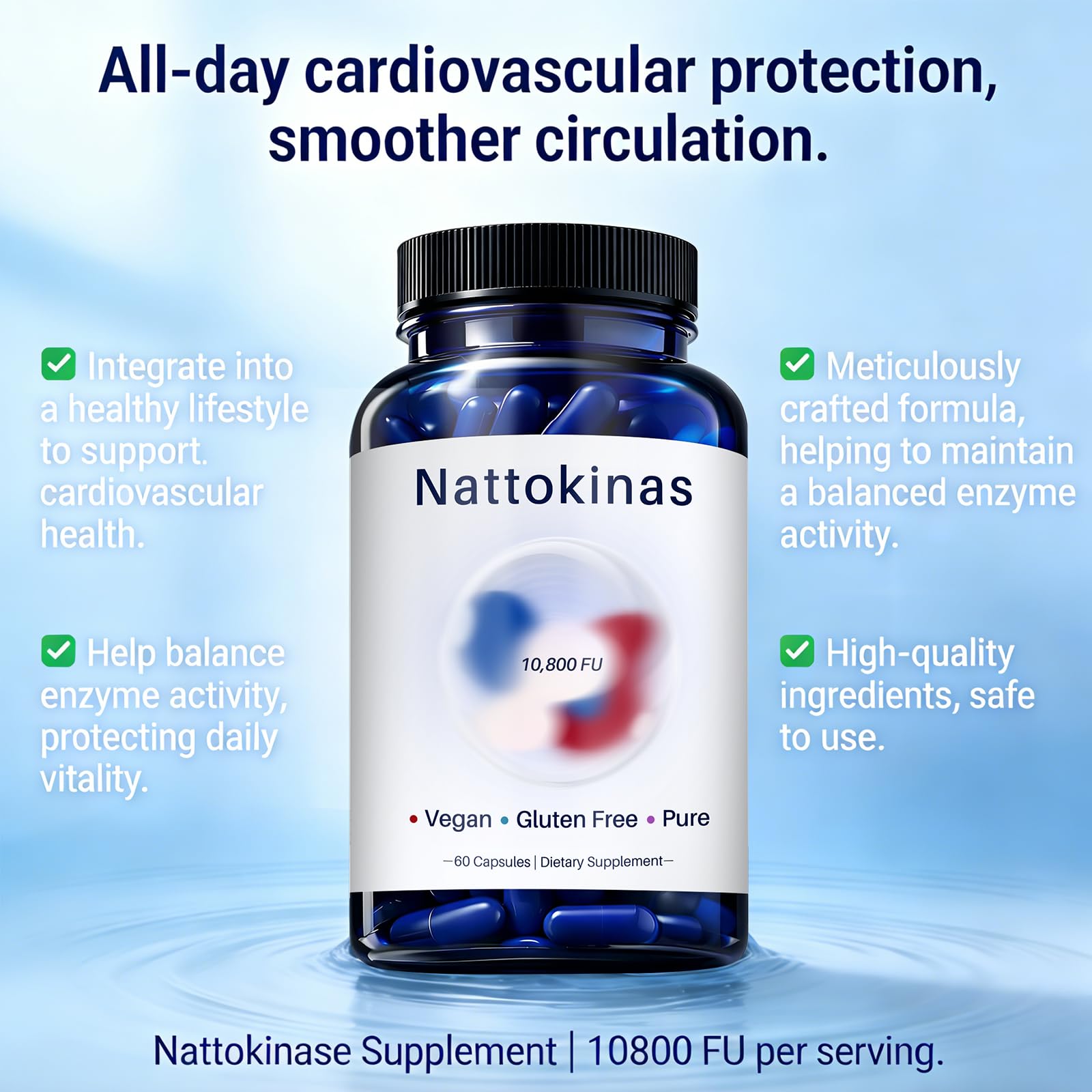 CALMTIVA Nattokinase Enzyme Supplement 10,800 FU capsules in packaging