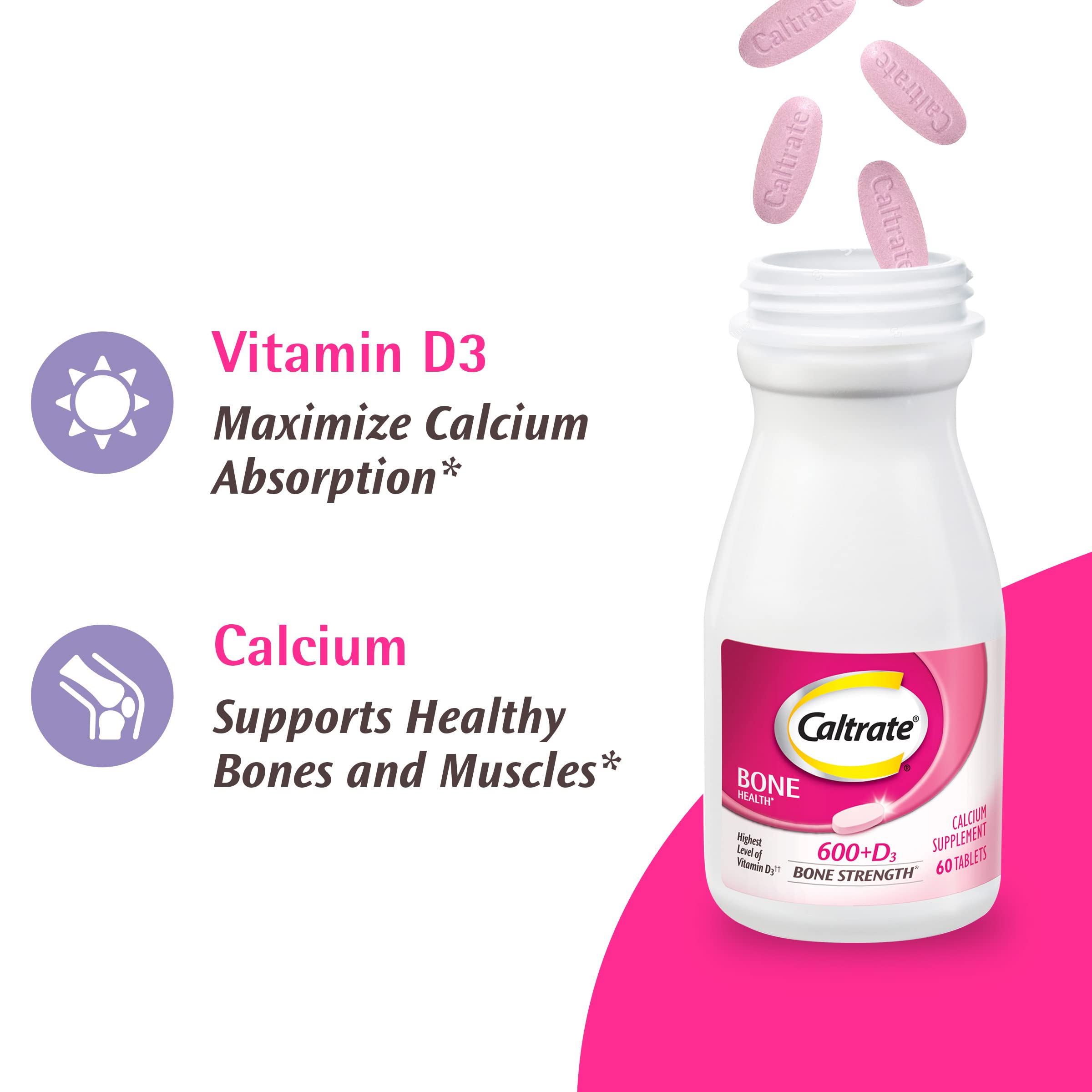 Caltrate 600 Plus D3 bottle with a measuring spoon