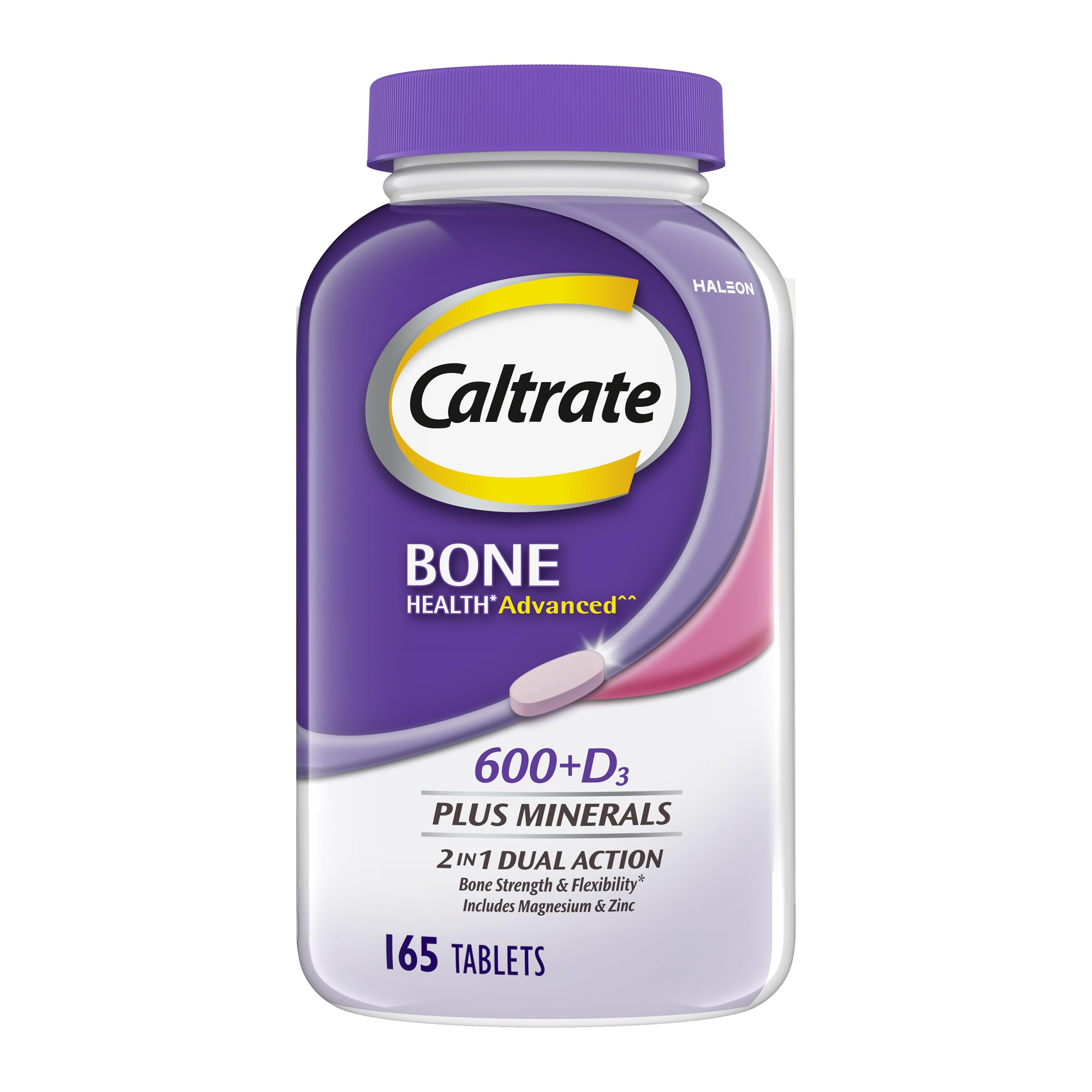 Caltrate 600 Plus D3 Plus Minerals Calcium Supplement Tablets bottle front view
