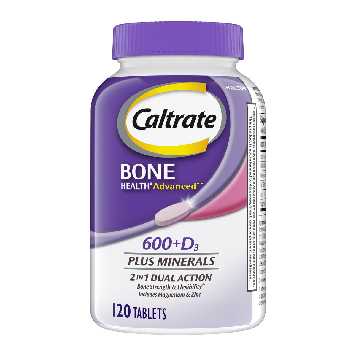 Caltrate 600 Plus D3 Plus Minerals Calcium Supplement Tablets bottle front view