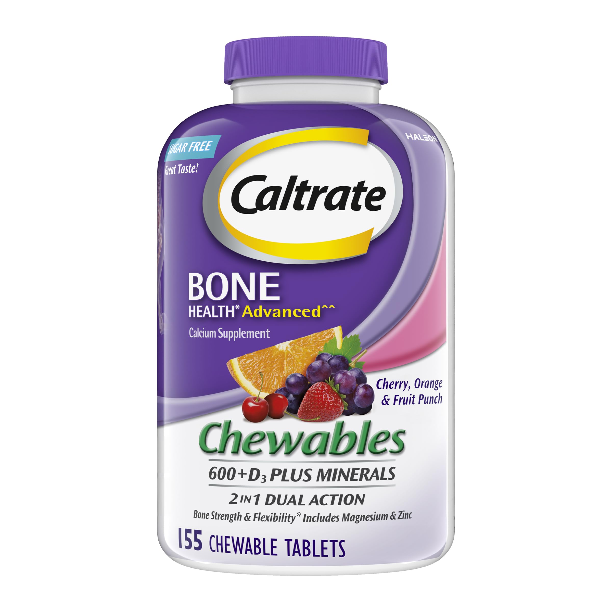 Caltrate Chewables 600+D3 Plus Minerals bottle front view