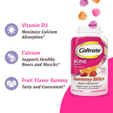 Caltrate Gummy Bites 500 mg Calcium and Vitamin D gummy bites on a table