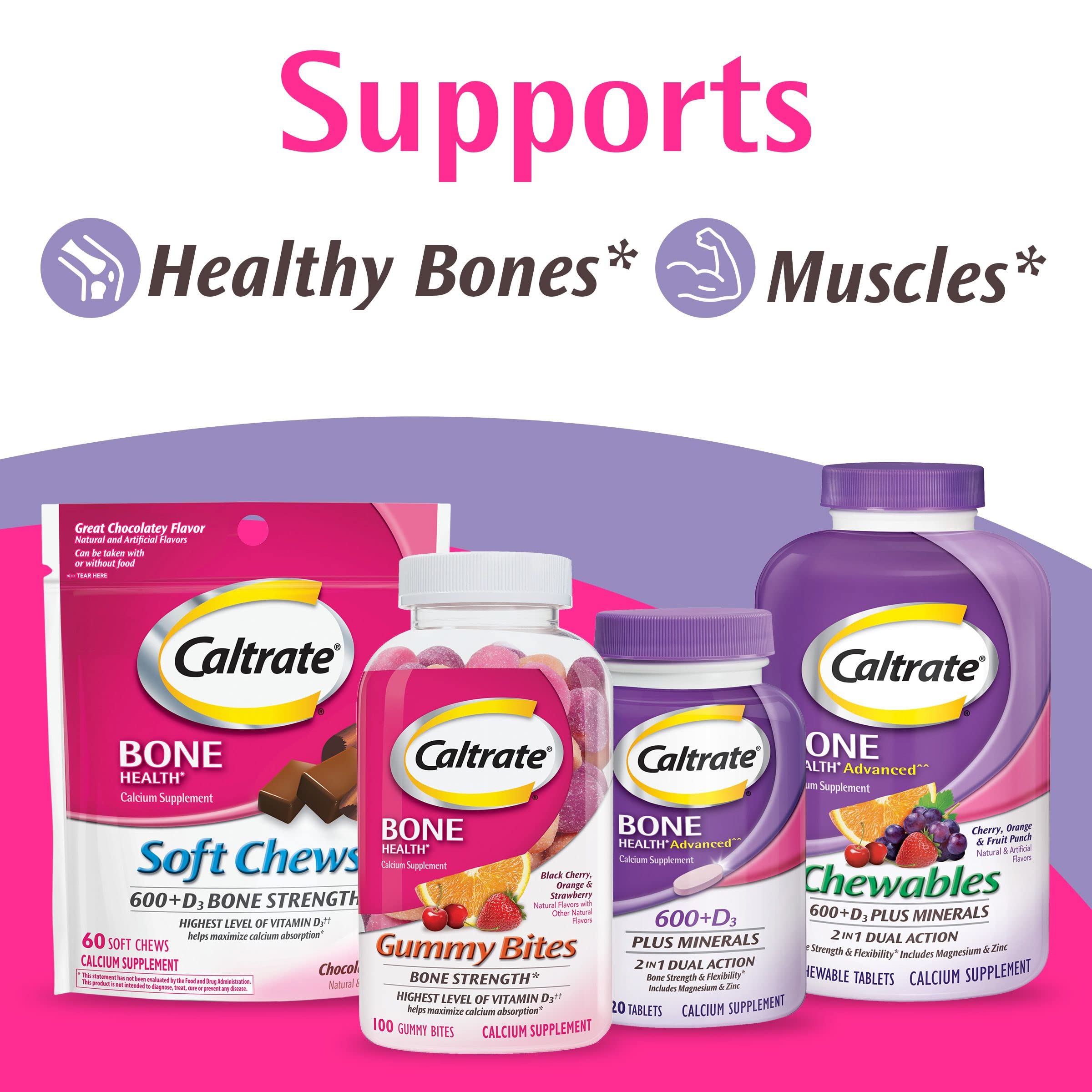 Caltrate Gummy Bites 500 mg Calcium and Vitamin D nutrients chart