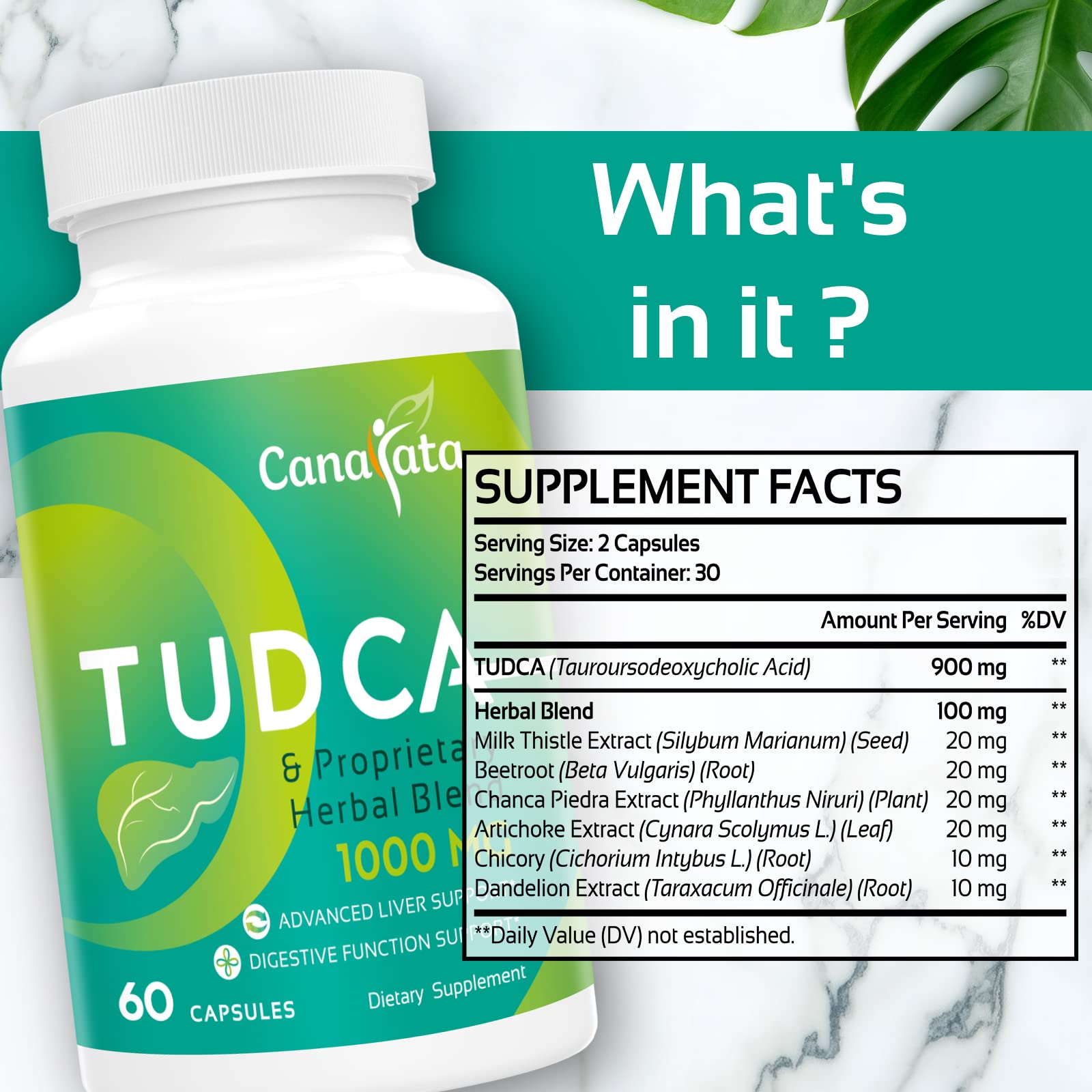 Canarata TUDCA Complex Milk Thistle 1000mg supplement packaging