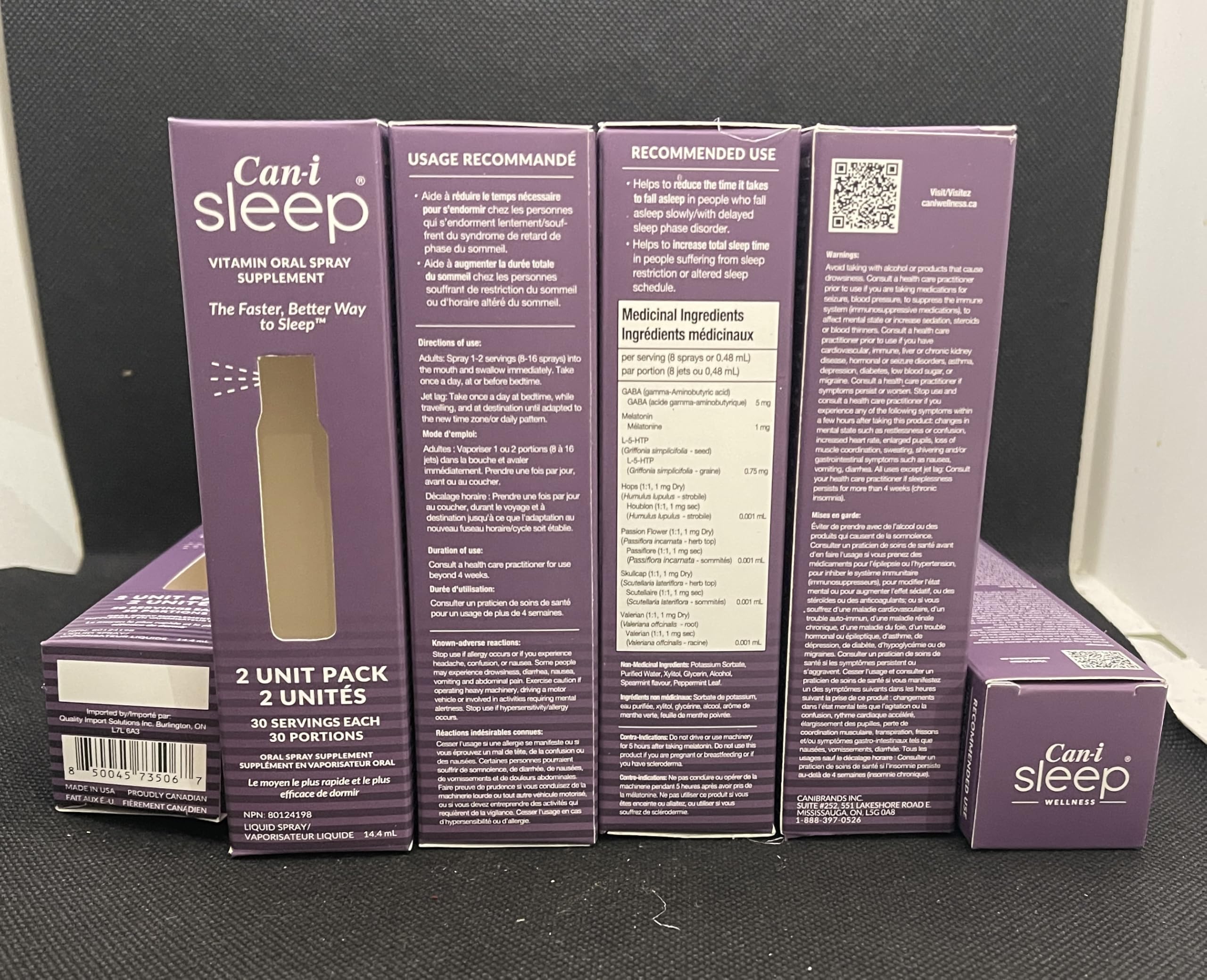 Cani Brands Fast-Acting Sleep Aid packaging on a bedside table