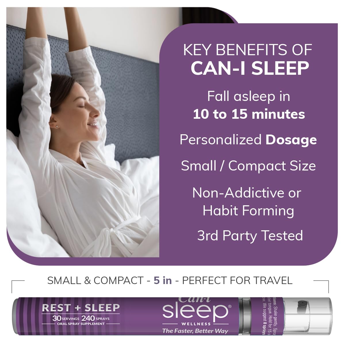 Cani Brands Feel Amazing Sleep Spray on a bedside table