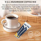 CANLIST 9 in 1 Mushroom Coffee Powder packaging with mushrooms and cacao