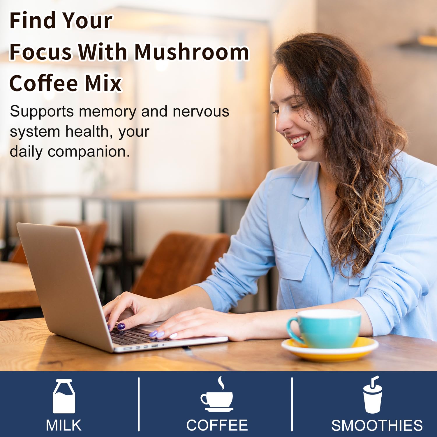 CANLIST 9 in 1 Mushroom Coffee Powder serving suggestion with smoothie