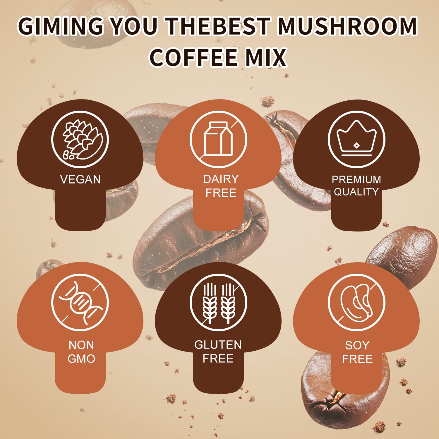 CANLIST 9 in 1 Mushroom Coffee Powder spoonful on a wooden table