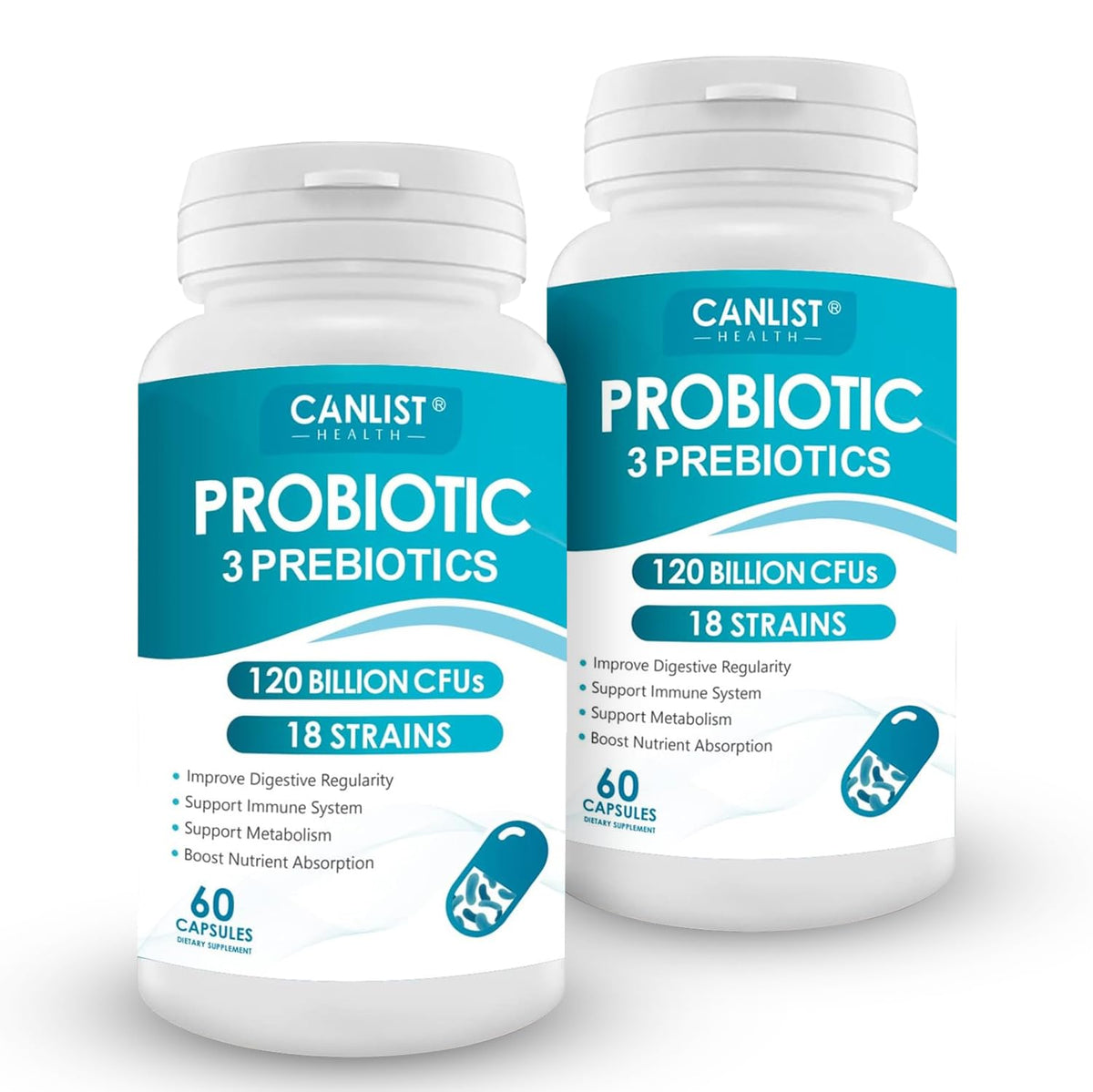 CANLIST Probiotics 120 Billion CFUs 18 Strains front view