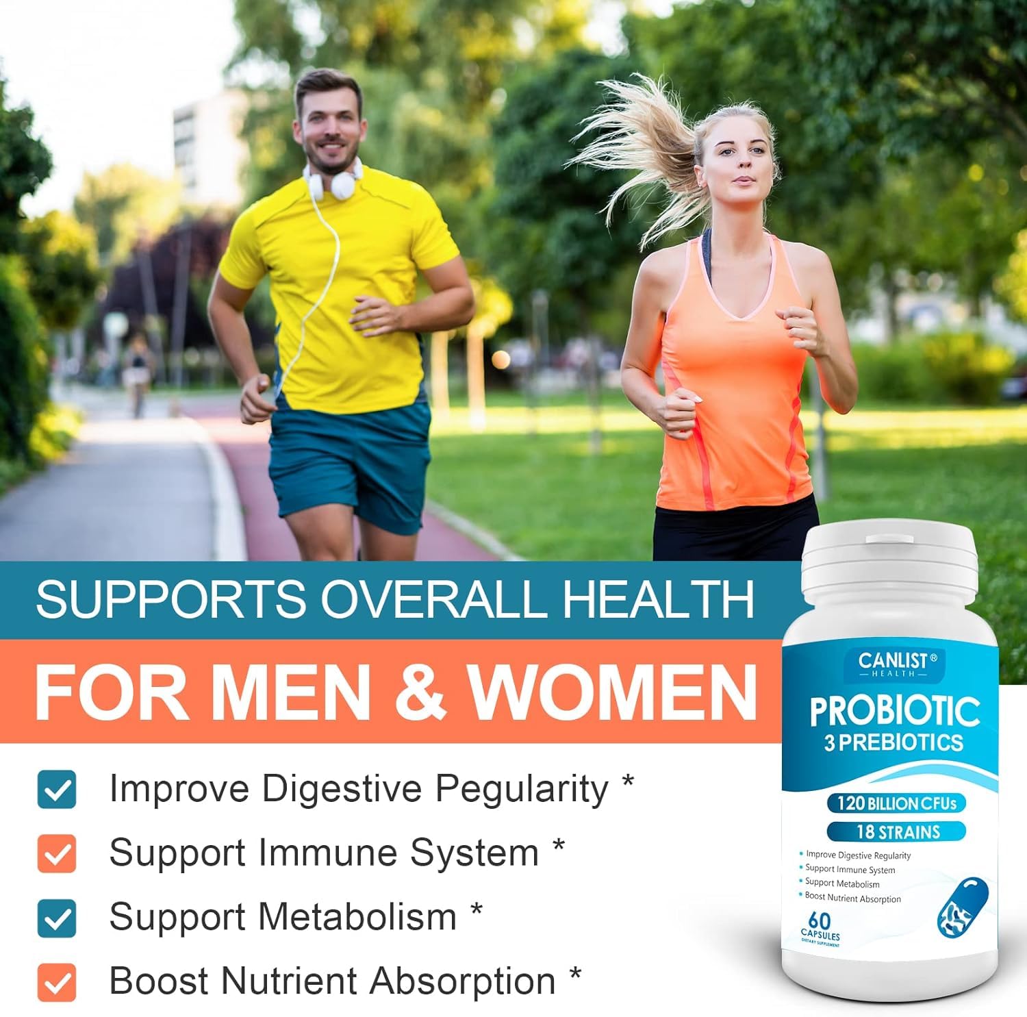 CANLIST Probiotics 120 Billion CFUs 18 Strains in a lifestyle setting