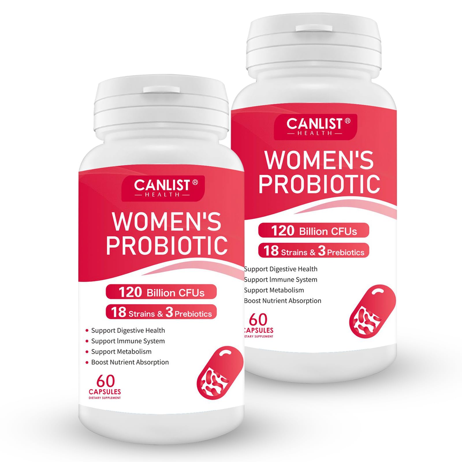 CANLIST Women's Probiotics 120 Billion CFUs 18 Strains front view