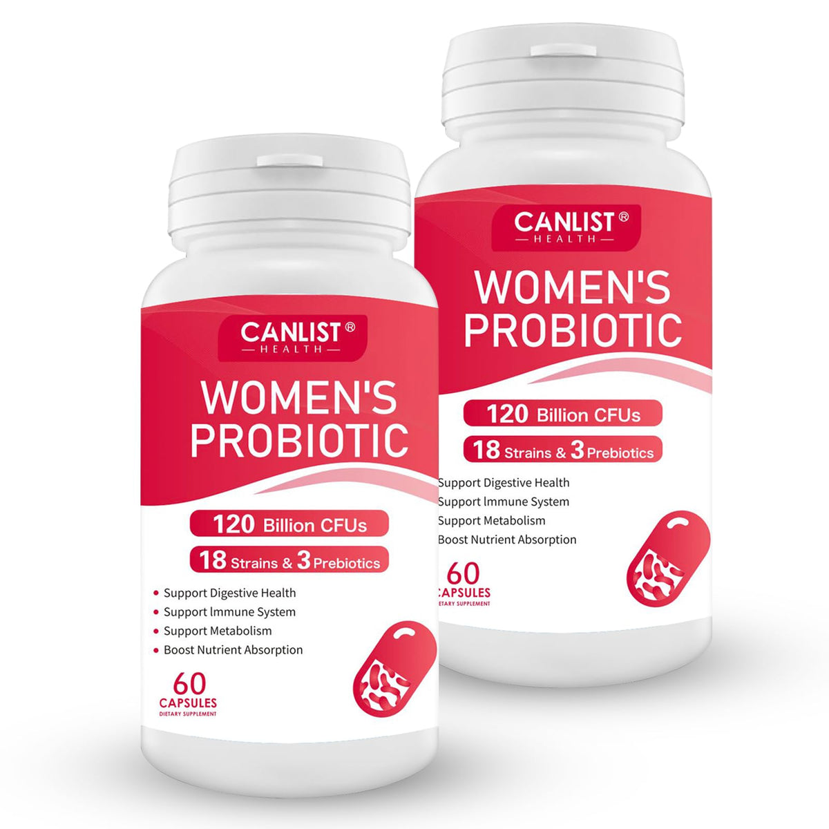 CANLIST Women's Probiotics 120 Billion CFUs 18 Strains front view