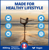 CanPrev Magnesium Bis-Glycinate Powder 400mg in a glass of water