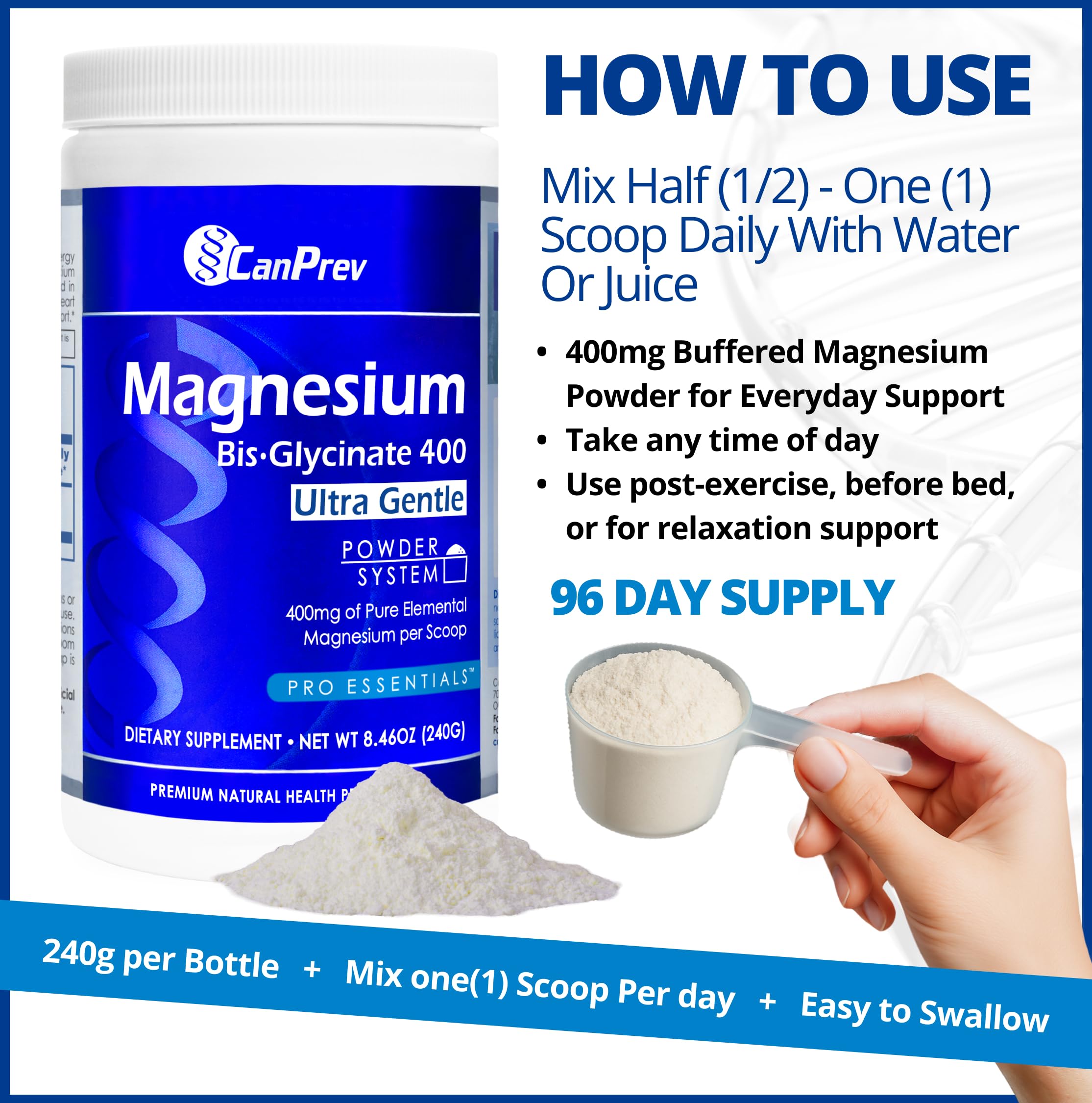 CanPrev Magnesium Bis-Glycinate Powder 400mg packaging