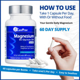 CanPrev Magnesium BisGlycinate 200mg capsules in a hand