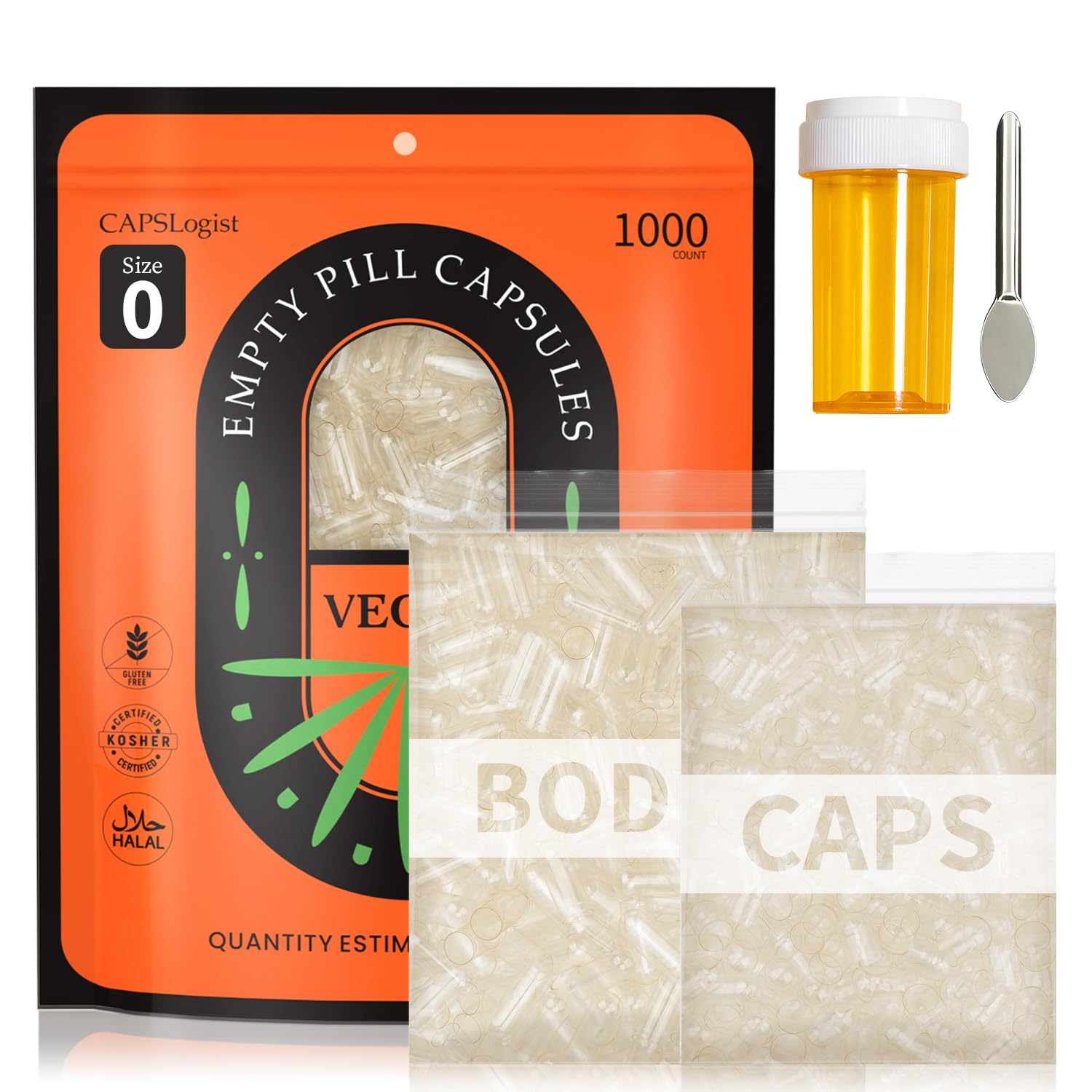 CAPSLogist Size 0 Vegan Empty Capsules front view