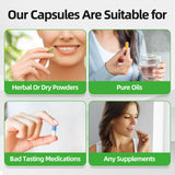 CAPSLogist Size 000 Vegan Empty Capsules on a wooden table